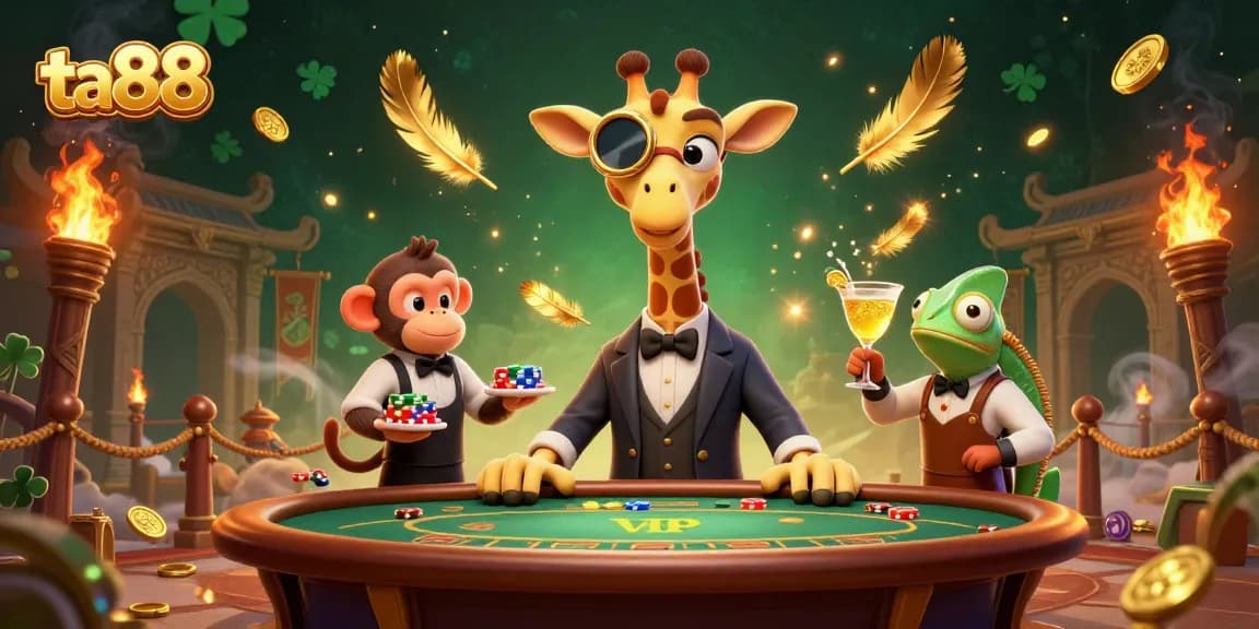 Experience luxury gaming with ta88's vibrant 3D illustration portraying high-stakes action.