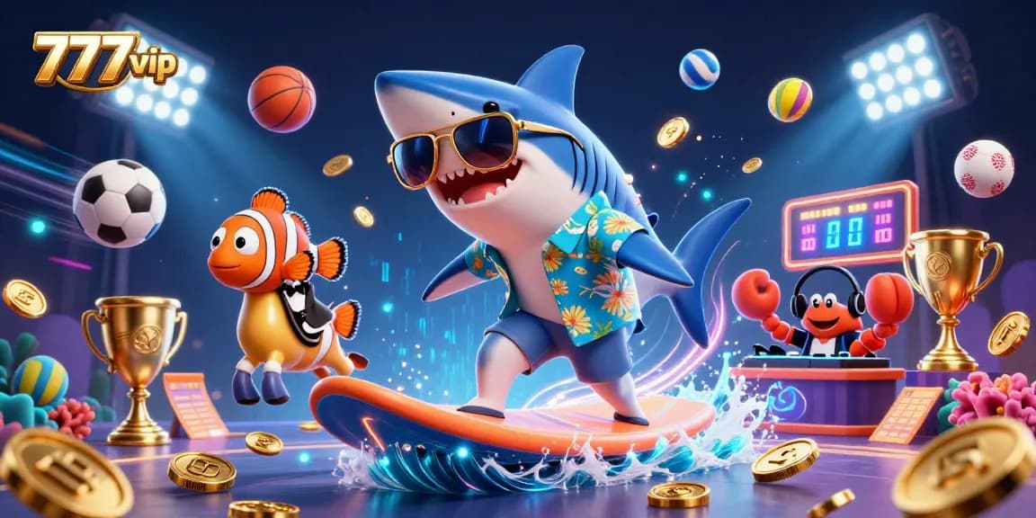 Experience thrilling gameplay at 777vip with vibrant 3D illustrations featuring engaging characters and sports elements.