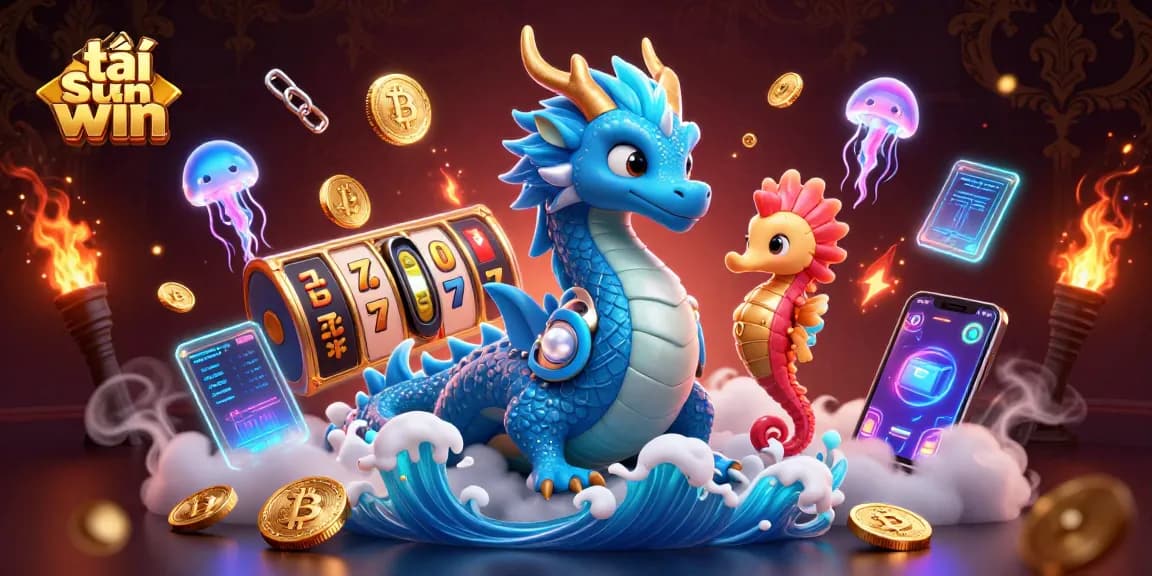 Play to win at tải sun win with dynamic slot games featuring a 3D dragon and neon elements.