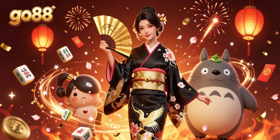 Experience thrilling gaming moments at go88 with a vibrant scene of celebration, luck, and casino elements.
