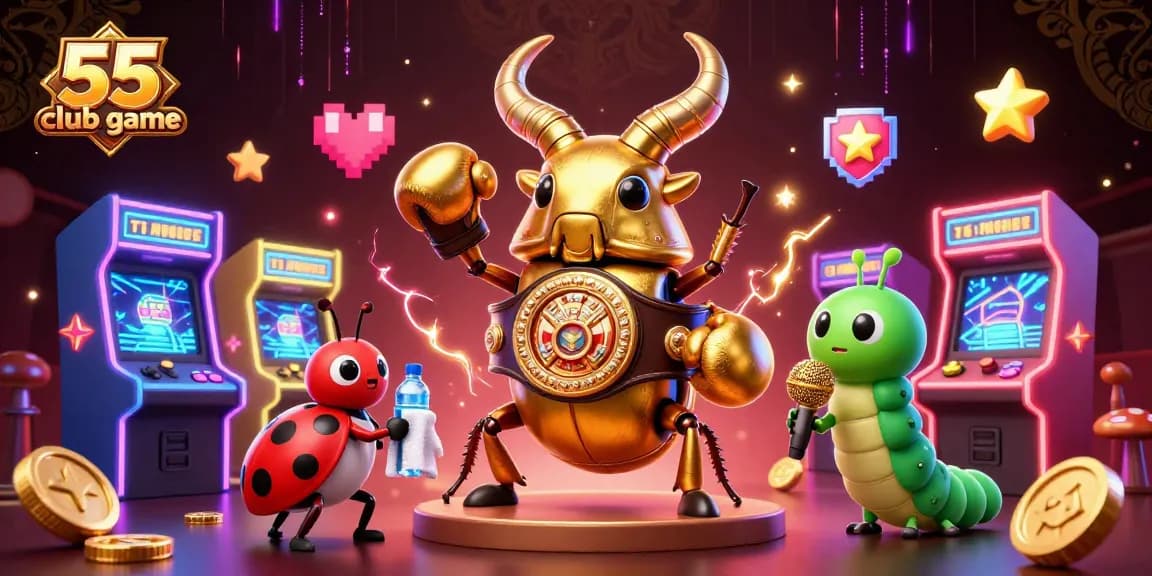 Experience the excitement of the 55 club game with vibrant characters battling in a casino atmosphere.