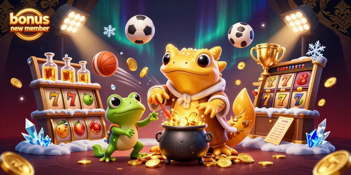 Experience the thrill of bonus new member promotions with a magical casino scene.