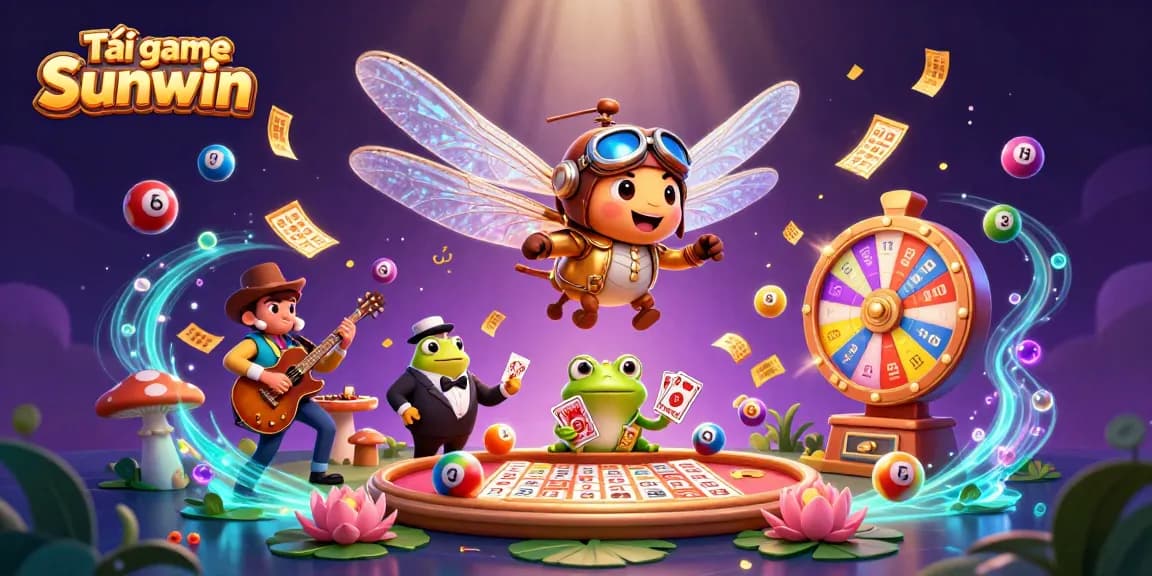 Experience the vibrant world of Tải game Sunwin as dragonfly pilot, frog dealer, and cricket band create a carnival atmosphere.