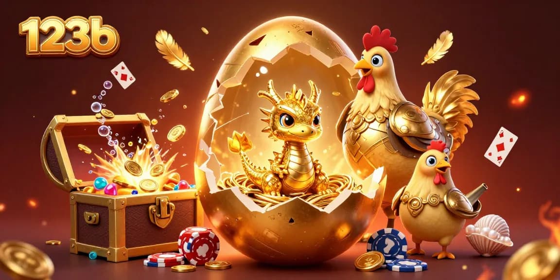 Experience thrilling wins with 123b as golden treasures and poker chips create an immersive gambling adventure.