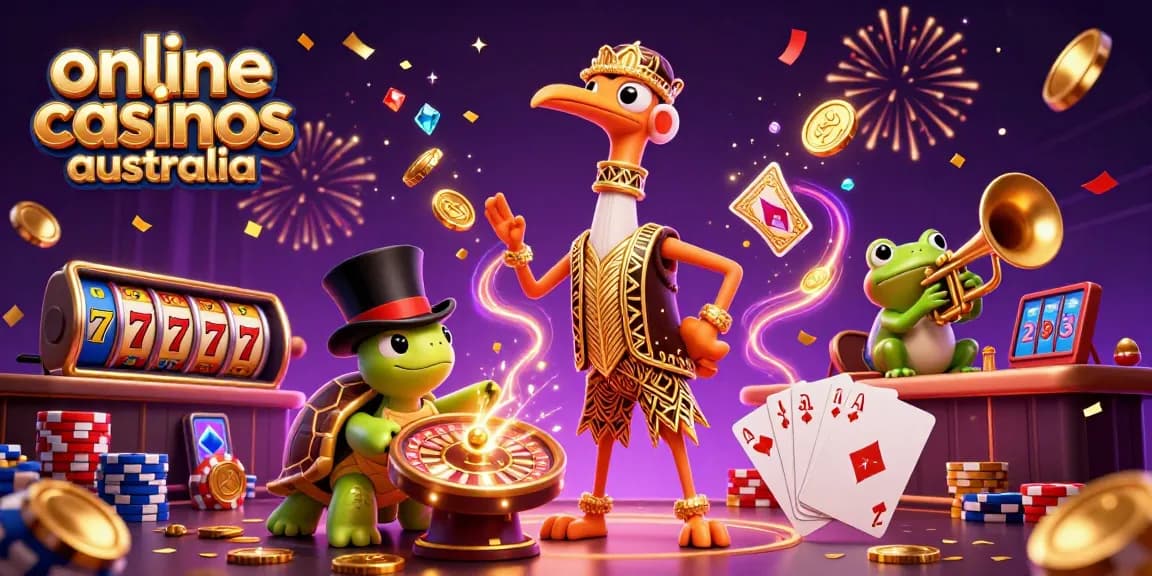 Experience online casinos Australia with exciting slot reels, vibrant characters, and thrilling games.