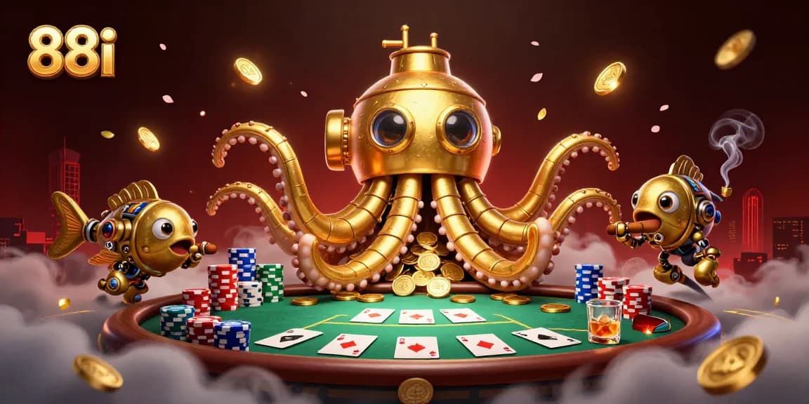 Experience exciting gameplay at 88i with vibrant poker and casino elements among golden coins.