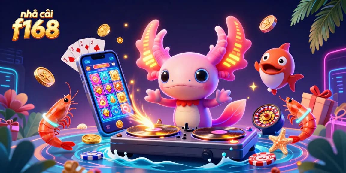 Experience thrilling gaming at nhà cái f168 with dynamic 3D casino scene illustrating vibrant characters and gaming elements.