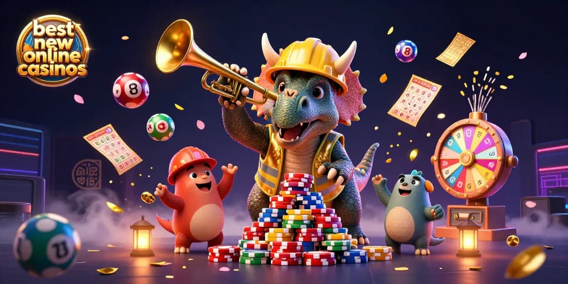 Experience the best new online casinos with lively characters celebrating gaming excitement.