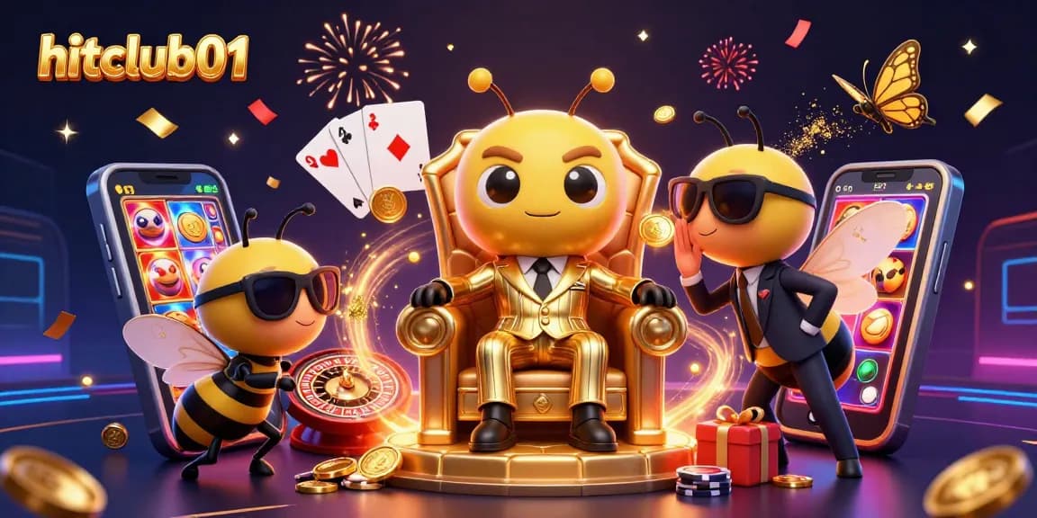 Bet and win with hitclub01 in a vibrant casino scene with buzzing characters and exciting gameplay.