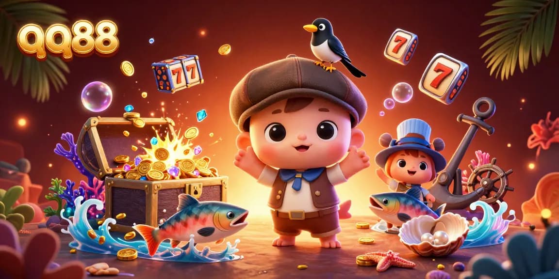 Engage with thrilling qq88 gaming experiences featured in this dynamic 3D casino illustration.