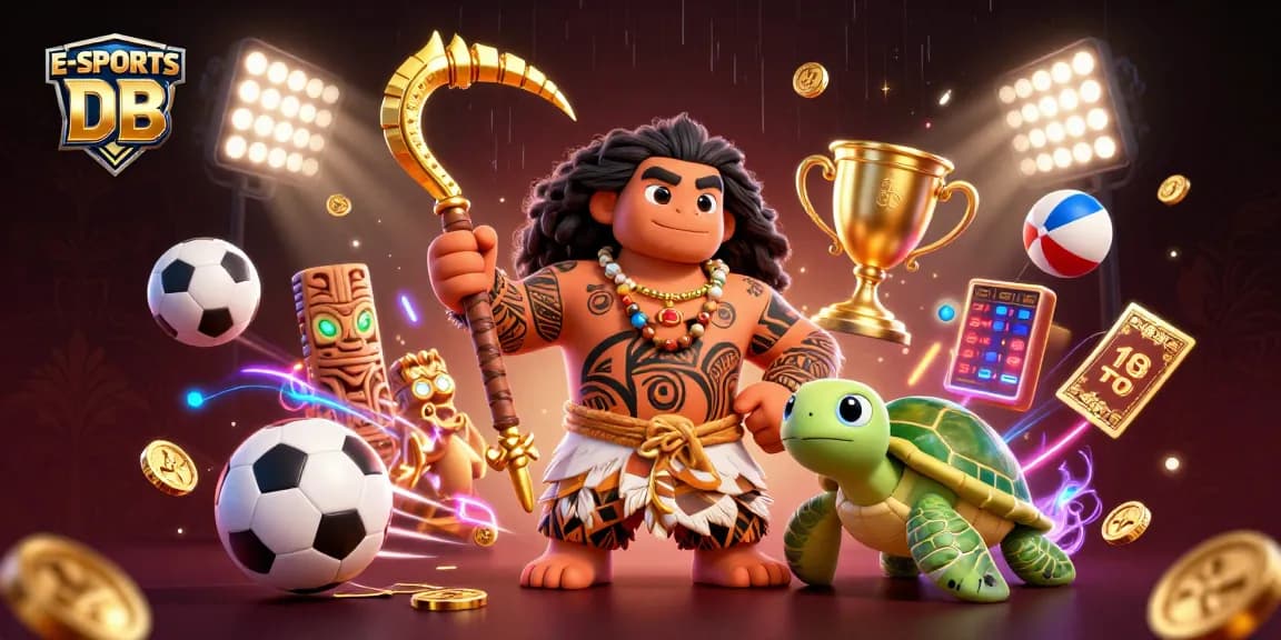 E-SPORTS DB showcases thrilling betting action with vibrant characters and dynamic sports elements.