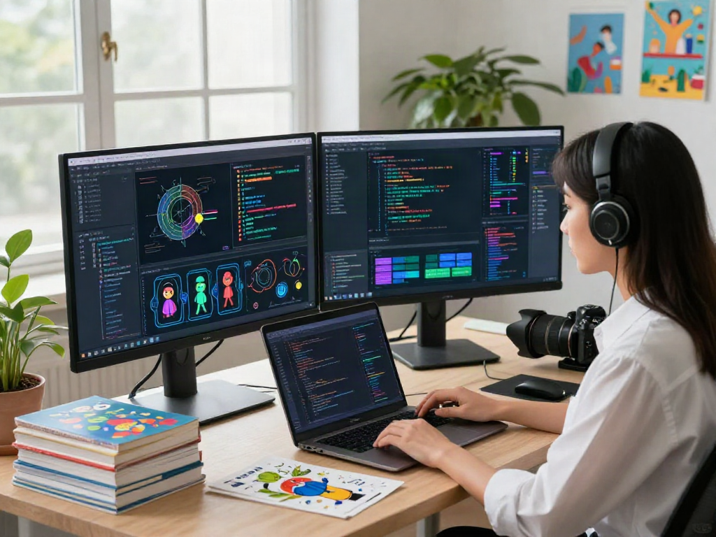 Exploring nsfw ai technologies in a modern digital workspace featuring advanced data analysis and creative programming.
