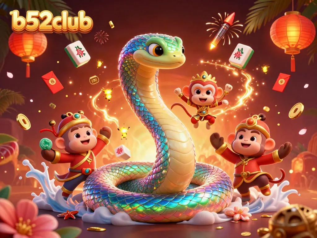 Engage in thrilling gameplay at b52club with vibrant 3D characters and casino elements.