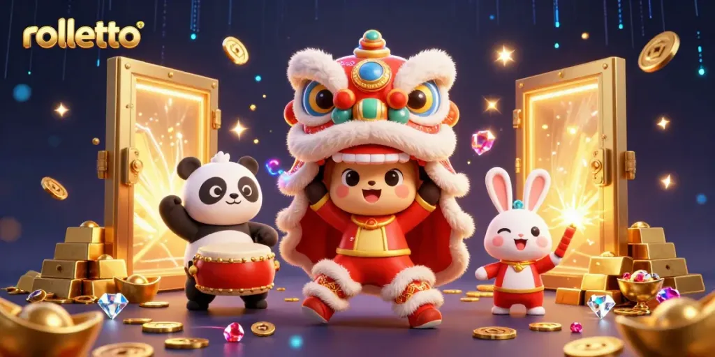 Experience thrilling gameplay at rolletto with vibrant casino elements and characters celebrating a grand win.