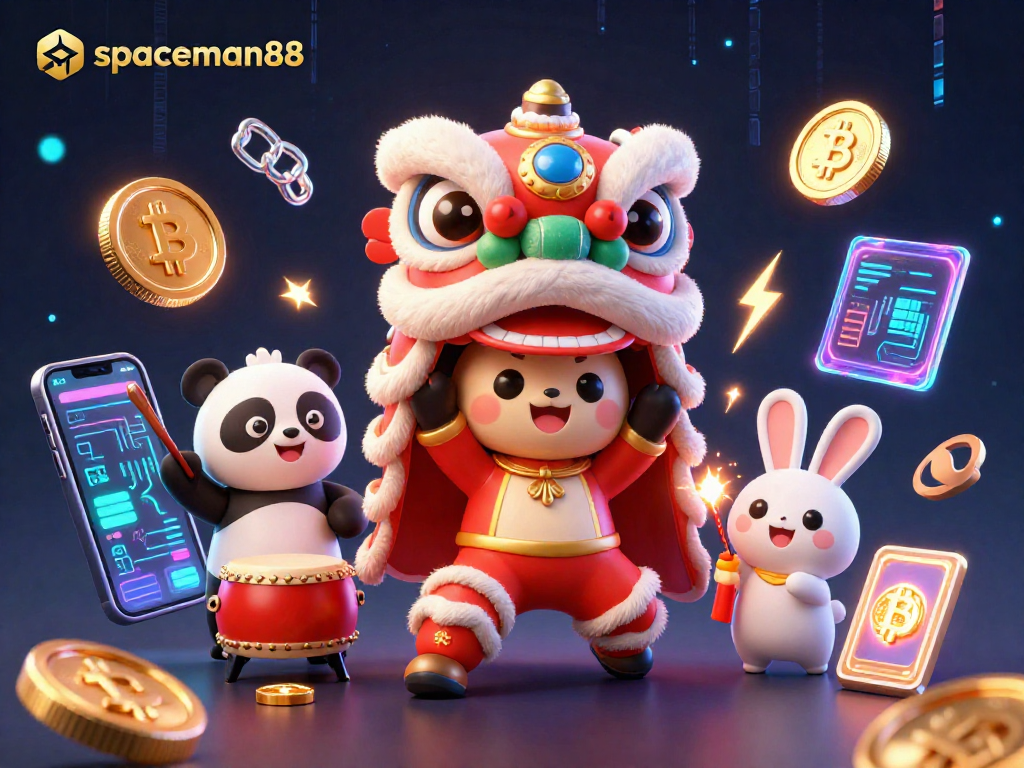 Engage with spaceman88 in an exciting digital space through a vibrant 3D gaming scene featuring crypto elements.