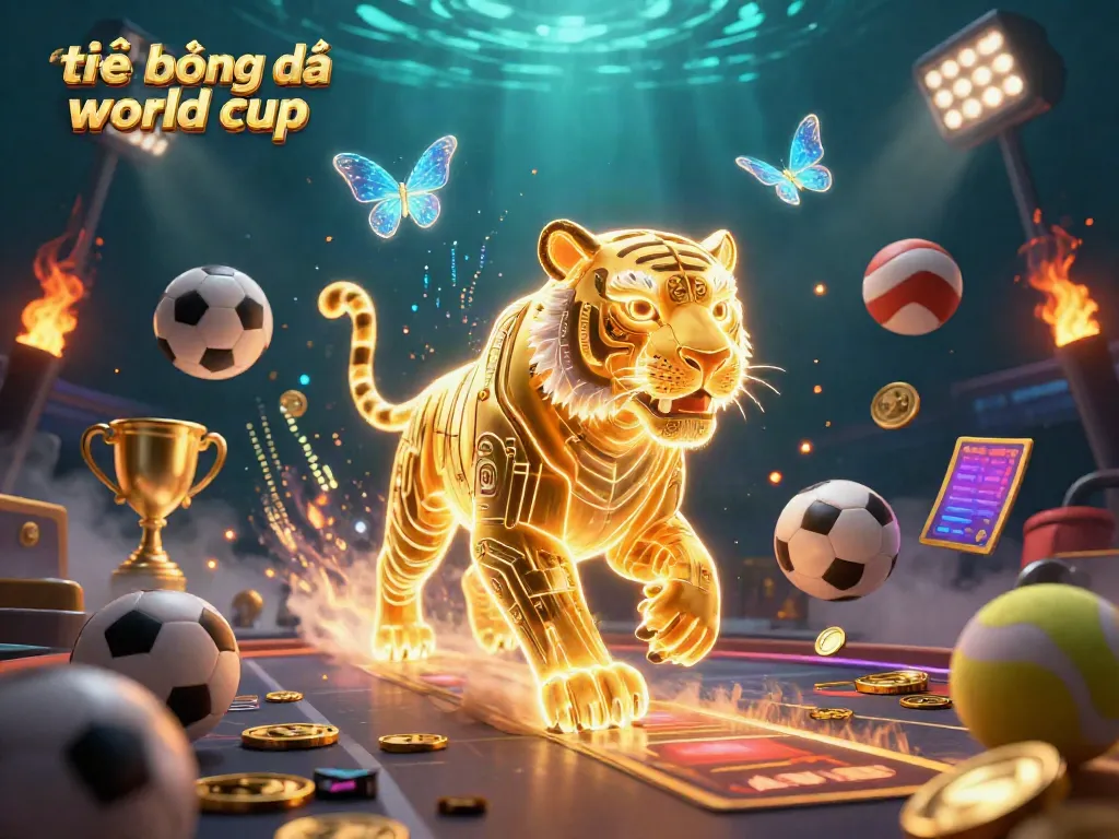 Experience trực tiếp bóng đá world cup in a dynamic digital casino scene with 3D sports elements.