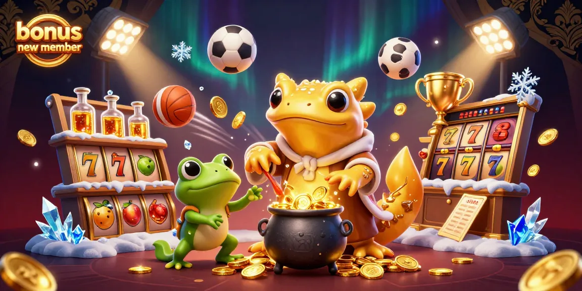 Experience the thrill of bonus new member promotions with a magical casino scene.