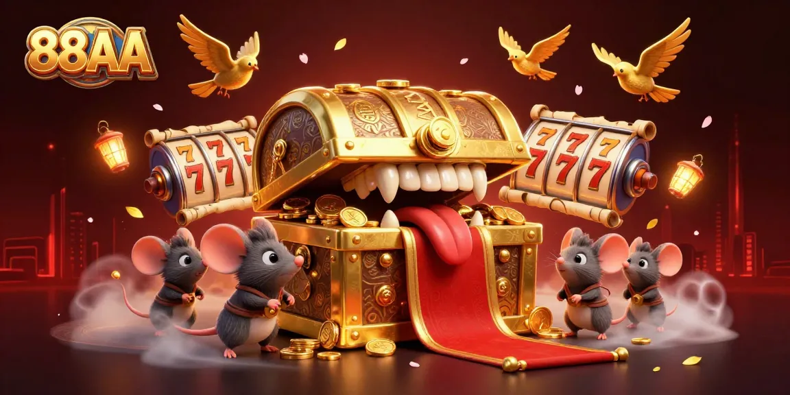 88AA treasure chest lures players with riches in a vibrant casino adventure.