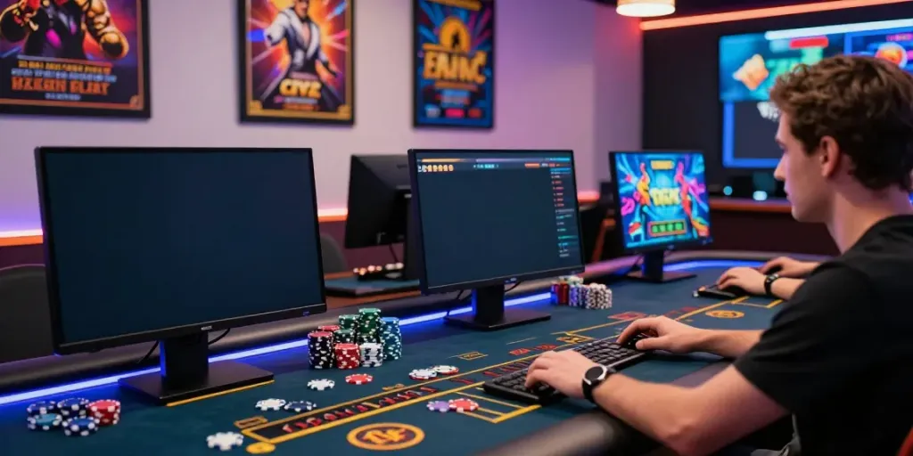 Dynamic gaming atmosphere showcasing non gamstop uk casino experience with immersive visuals and modern design.