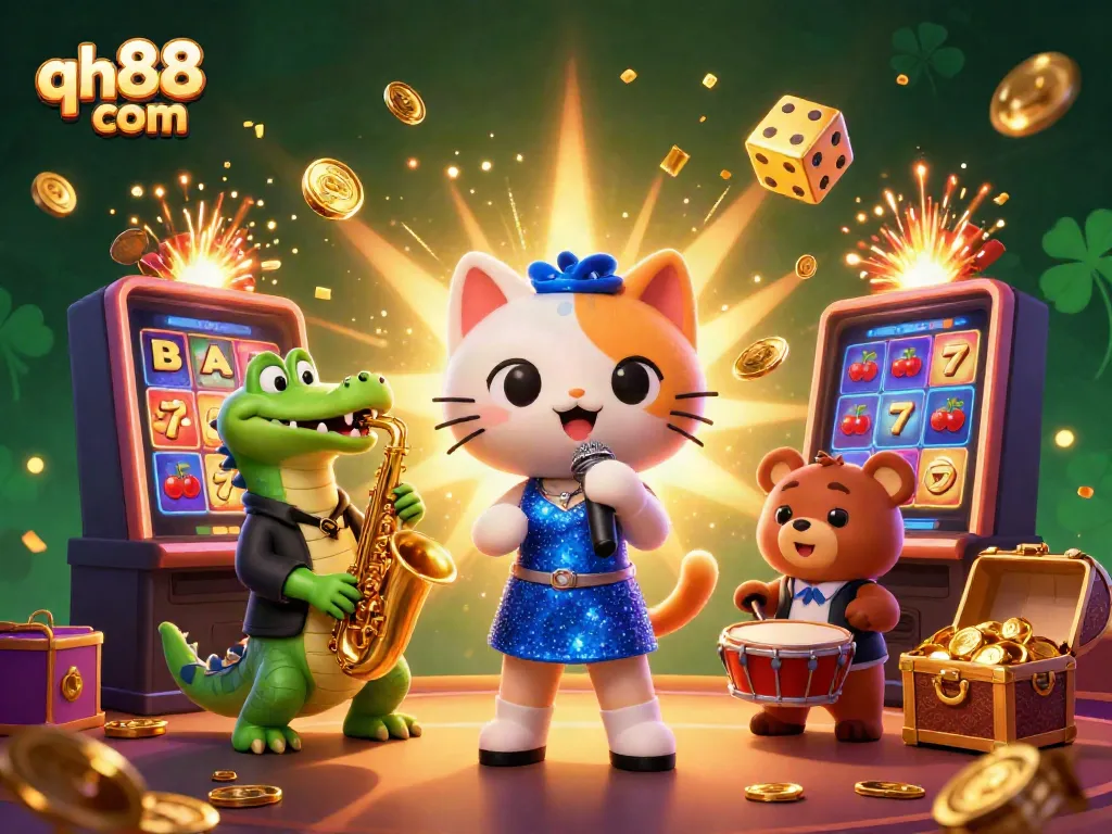 Experience the thrill of qh88 com with a dynamic casino scene featuring games and exciting characters.