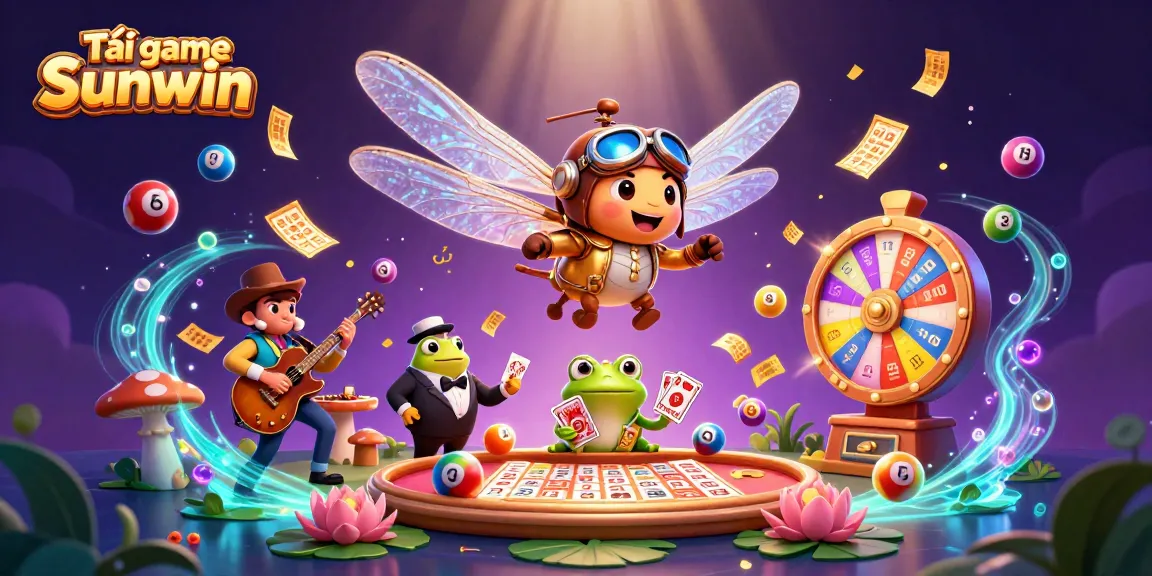 Experience the vibrant world of Tải game Sunwin as dragonfly pilot, frog dealer, and cricket band create a carnival atmosphere.