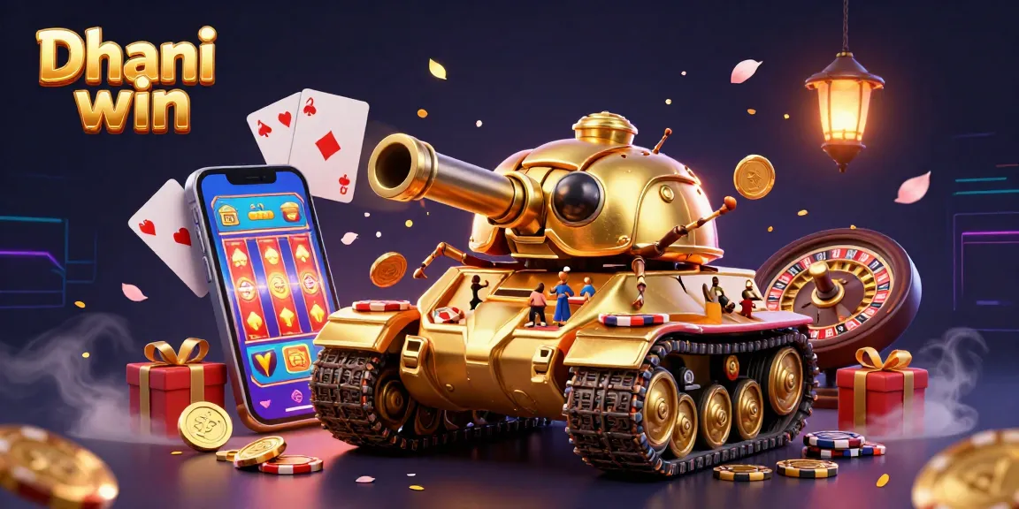 Engage with the thrilling Dhani win game scene featuring a golden beetle tank revealing a casino.