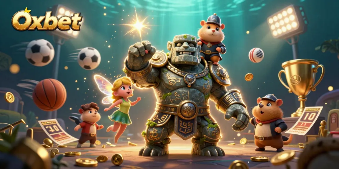 Engage with Oxbet as a guardian golem, a magical fairy, and a hamster knight in a dynamic betting arena.