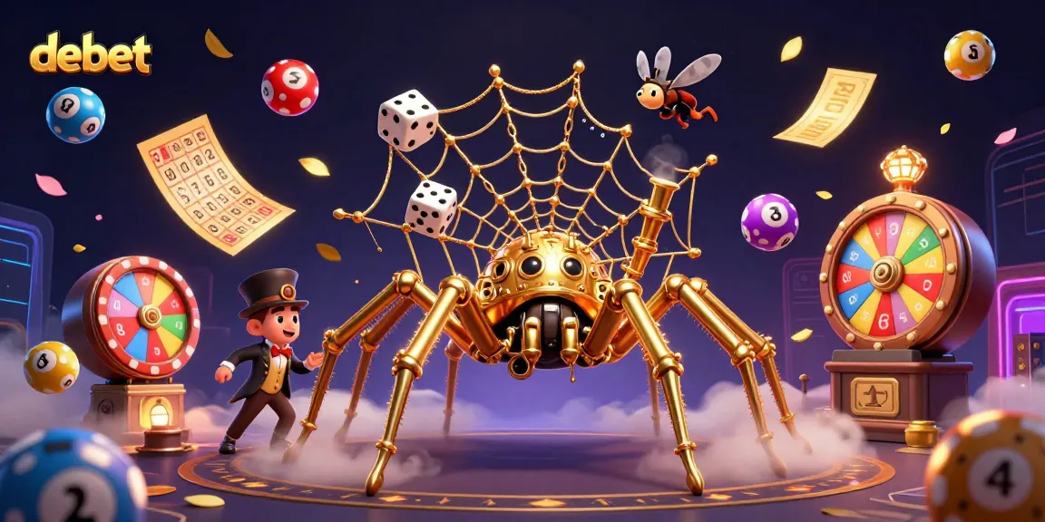 Engage in thrilling gaming with debet’s animated steampunk casino scene featuring dynamic lottery elements.