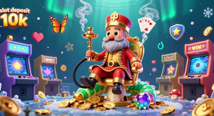 Engage with the thrilling slot deposit 10k experience in this vibrant casino illustration.
