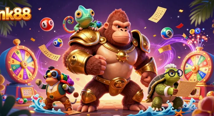 Experience exciting gaming at nk88 with vibrant lottery elements and dynamic characters.