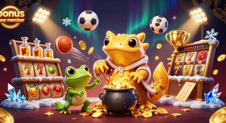 Experience the thrill of bonus new member promotions with a magical casino scene.