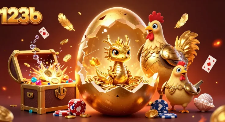 Experience thrilling wins with 123b as golden treasures and poker chips create an immersive gambling adventure.
