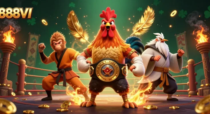 Engage with exciting 888VI online gaming featuring dynamic characters in a vibrant casino setting.