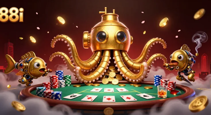 Experience exciting gameplay at 88i with vibrant poker and casino elements among golden coins.