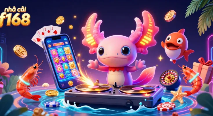 Experience thrilling gaming at nhà cái f168 with dynamic 3D casino scene illustrating vibrant characters and gaming elements.