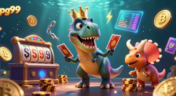 Win big at pg99 while enjoying vibrant 3D gambling action with cartoon dinosaurs.